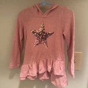 Bailey Lane Pink Sequin Star Kids Hooded Long Sleeve Blouse